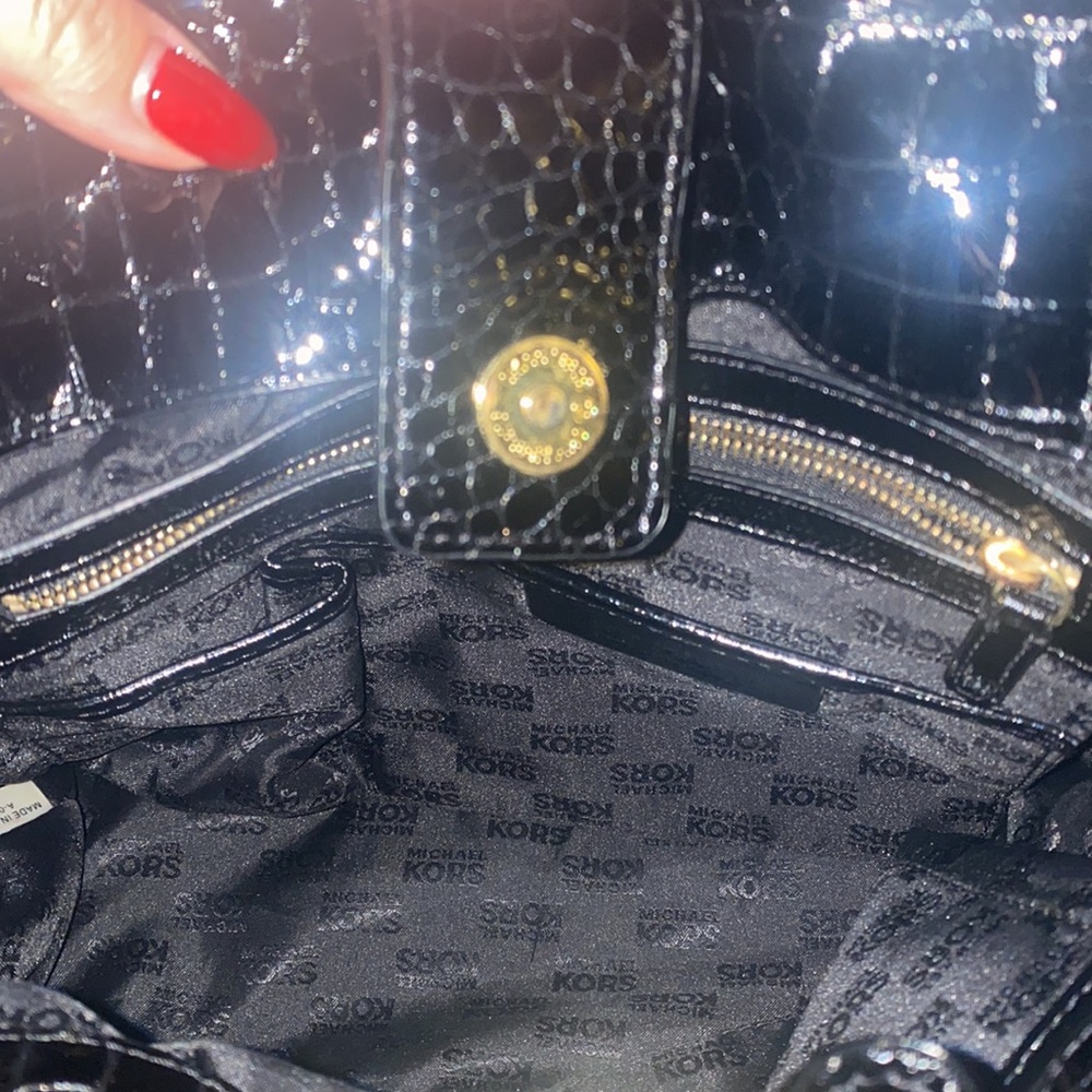 Michael Kors Black Crocodile-Embossed Satchel - Picture 6 of 7